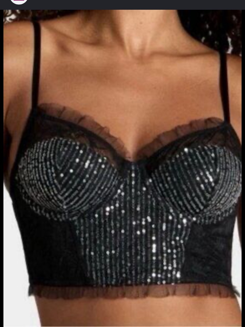 Wild fable Black Sequin Bustier Crop Top - Women's Intimates size XXS
